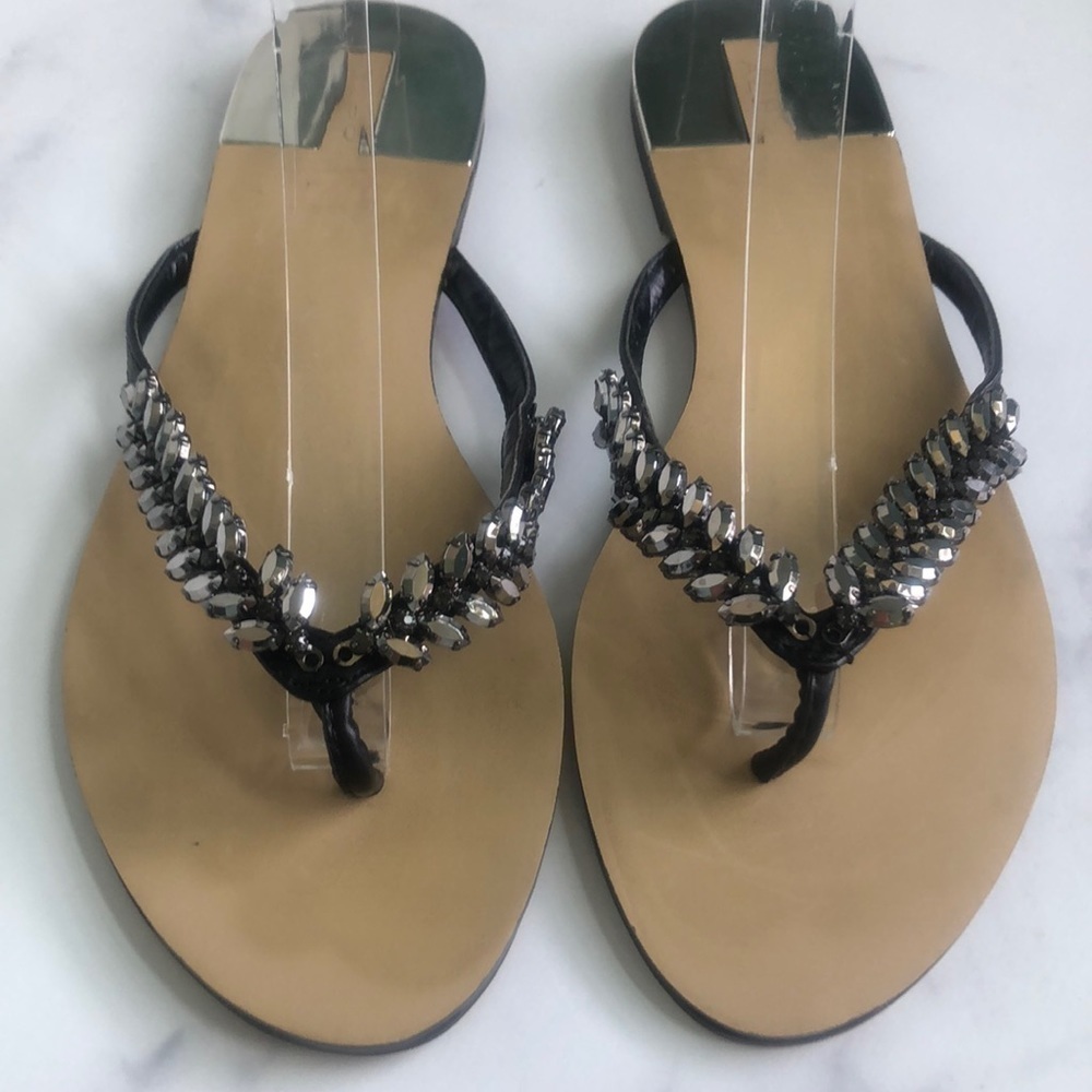 Aldo Rhinestone Thong Sandals Flats Size 8